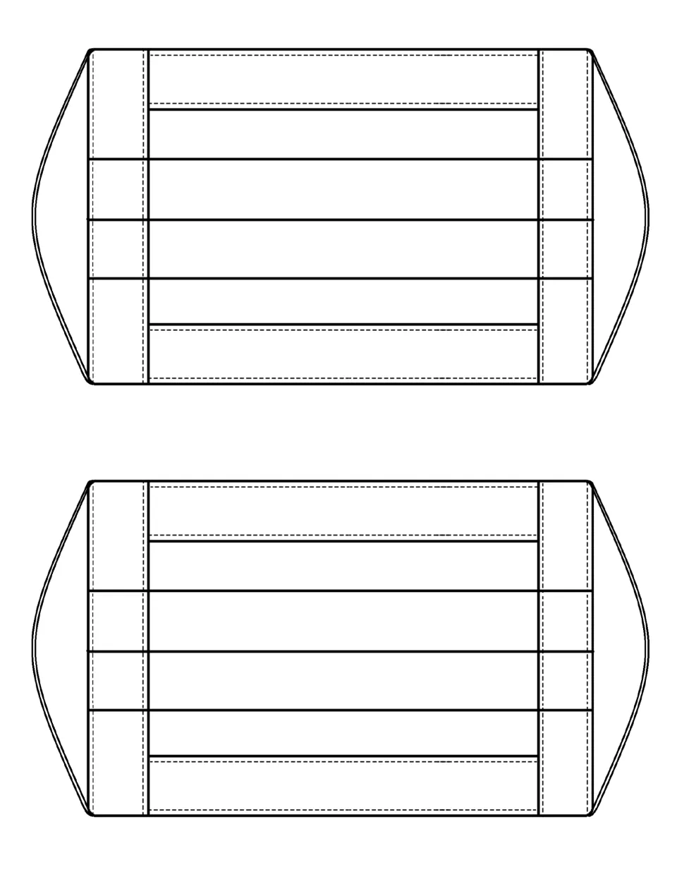 Two blank half-size face masks on one sheet for students to decorate with their name, favorite things and personal facts