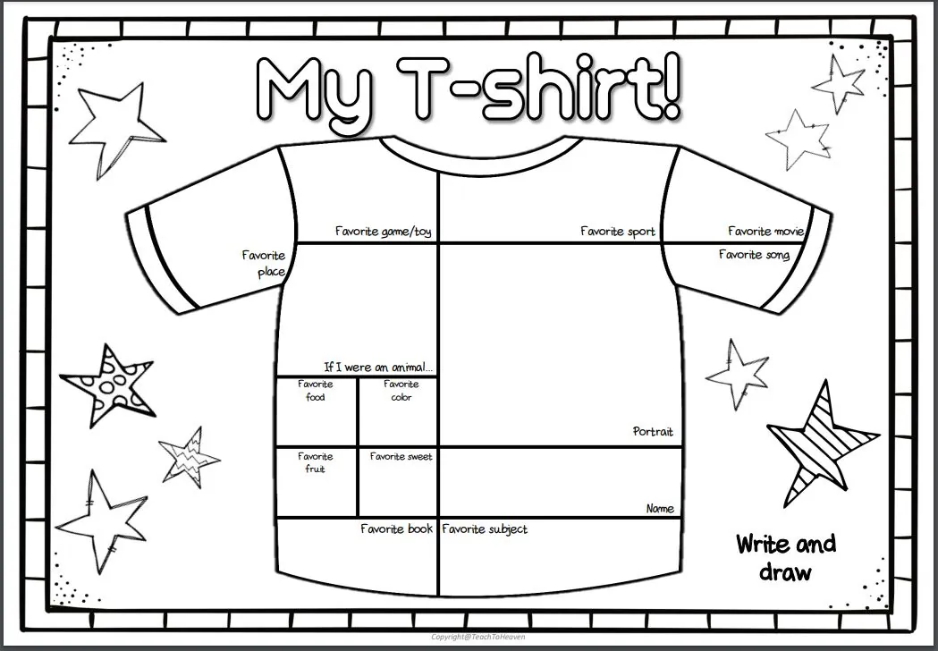 Back to School – All About Me T-Shirt Activity – cover