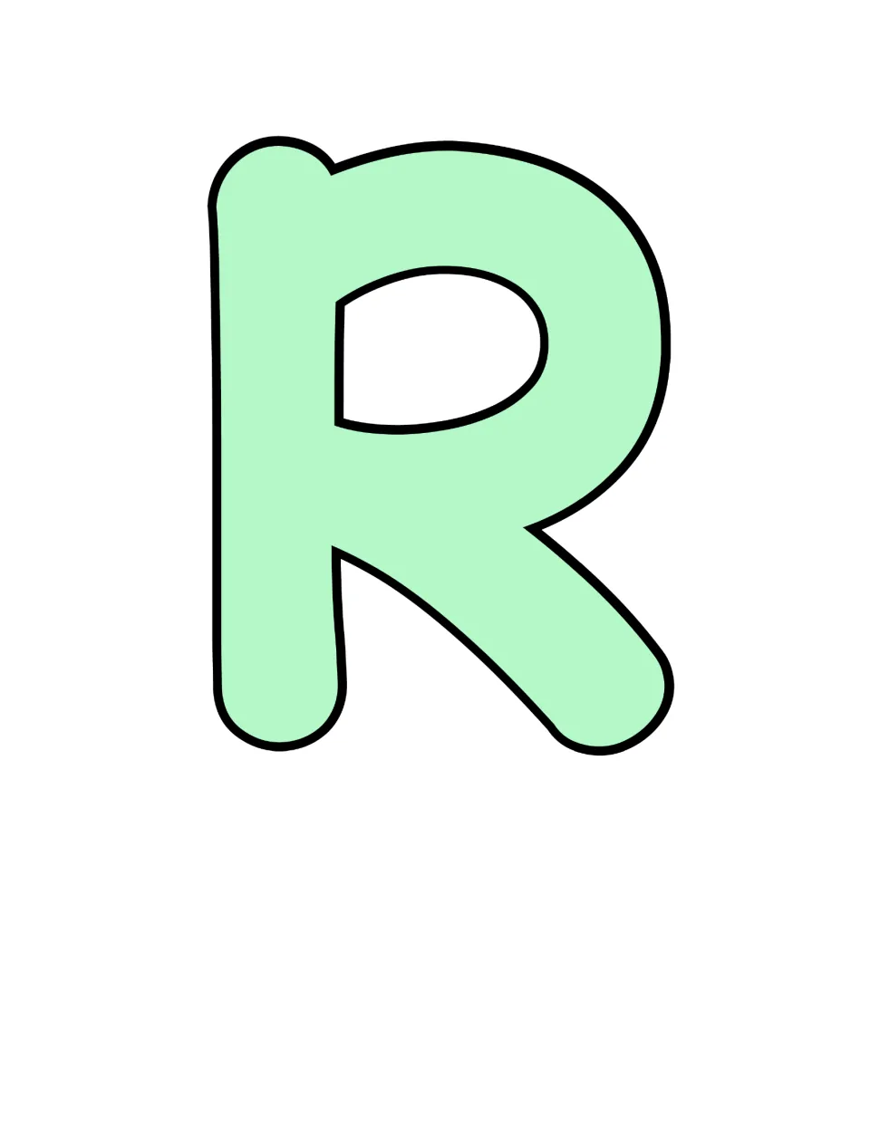 Bulletin board title letter R, beginning “Ready” in the “I'm Ready To Learn” back-to-school display.