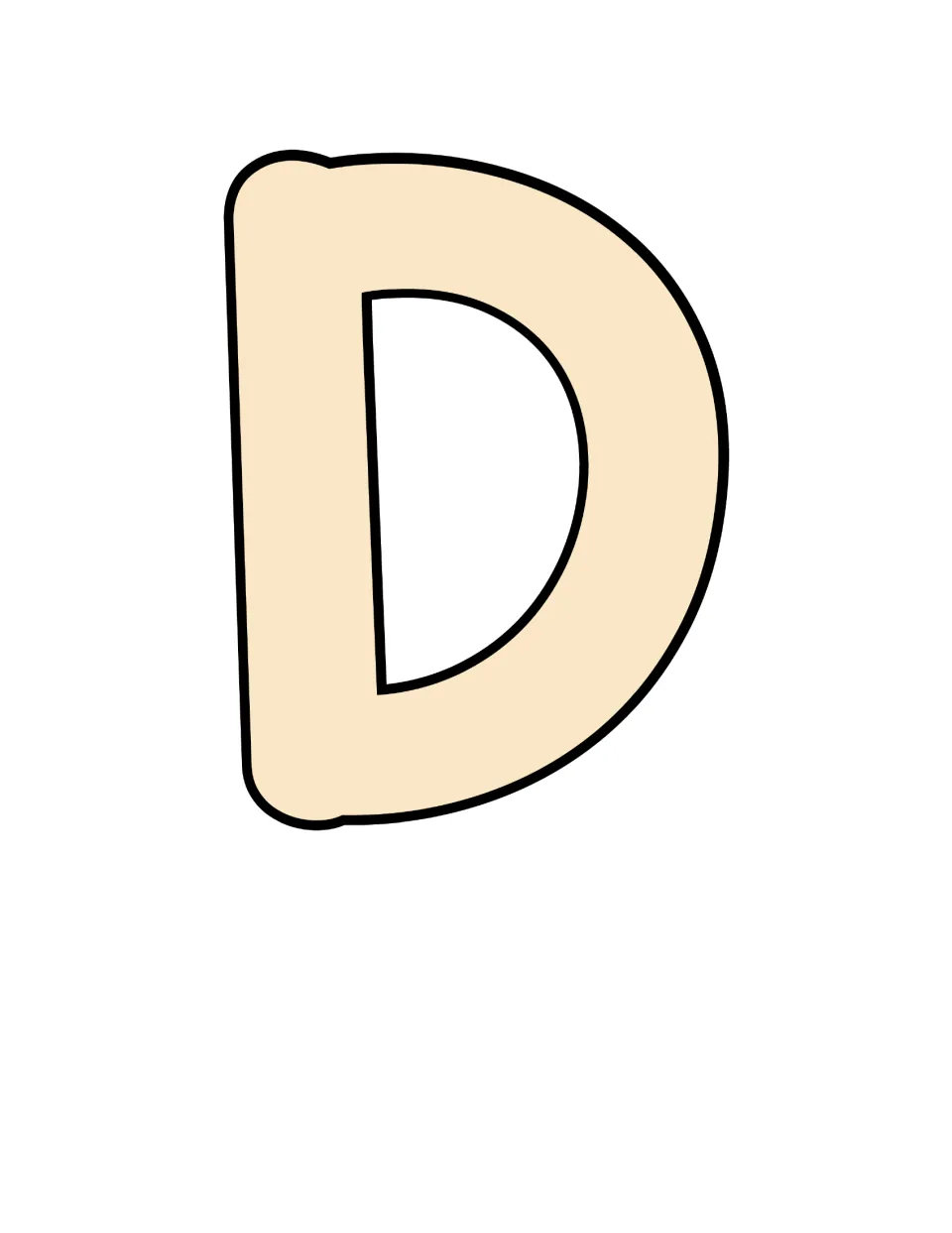 Bulletin board title letter D, the fourth letter of “Ready” in the “I'm Ready To Learn” classroom display.