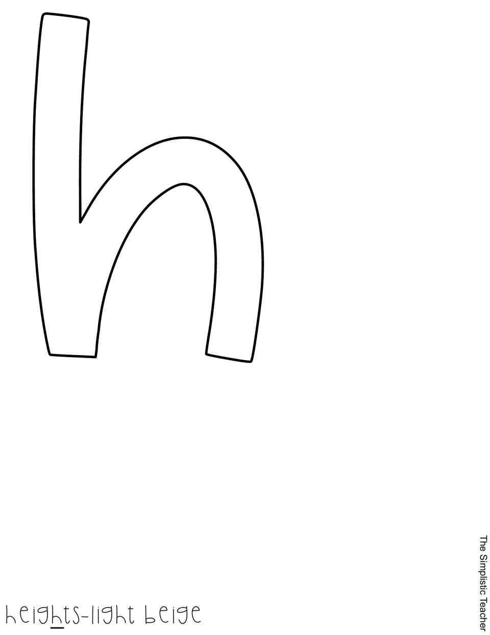 Single outline cut-out piece: lowercase h from "heights", labeled for light beige paper