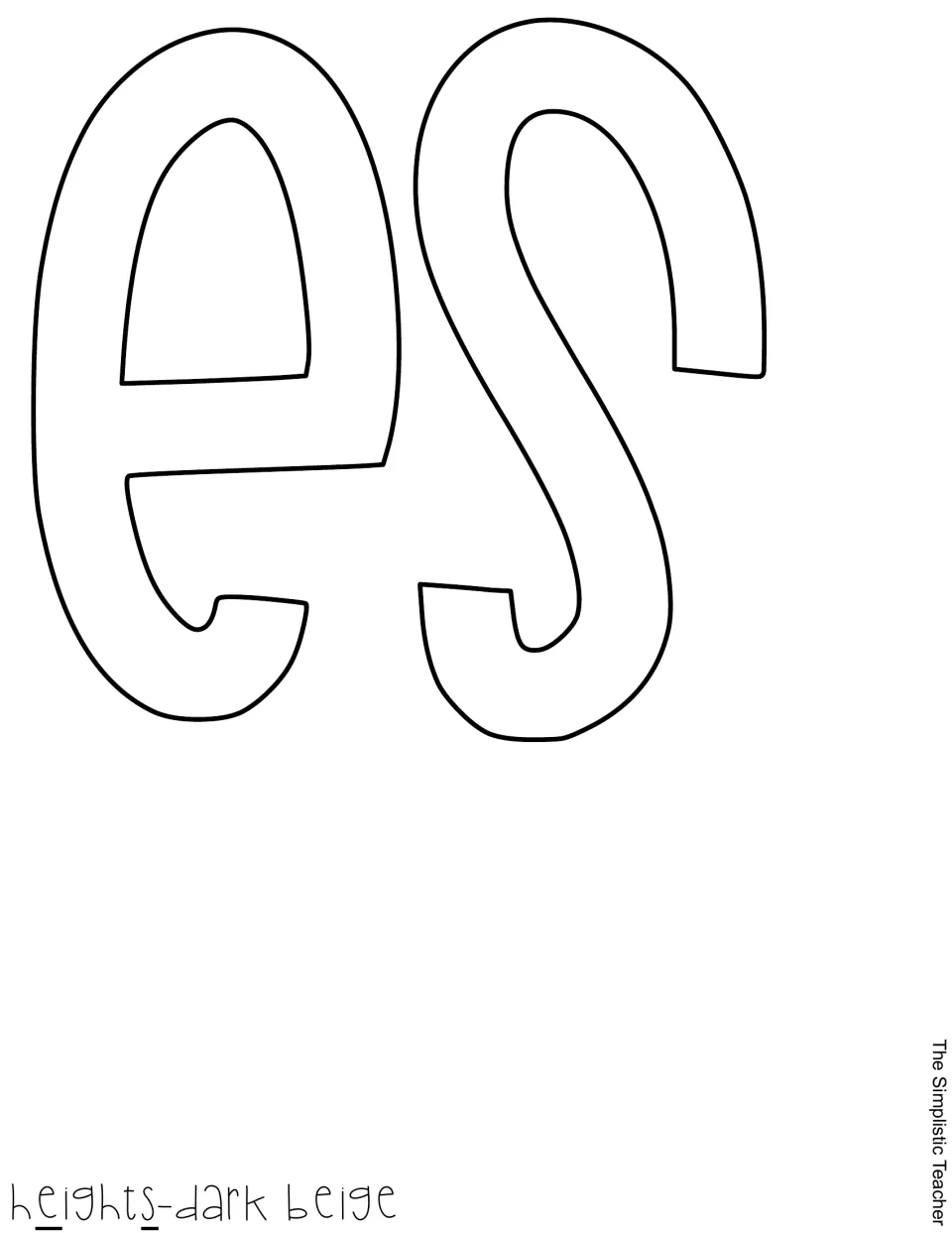 Outline cut-out pieces for the e and s in "heights", labeled for dark beige paper
