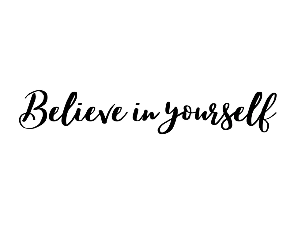 Quote sheet 3 for the bulletin board or door kit reads "Believe in yourself" in black script lettering.