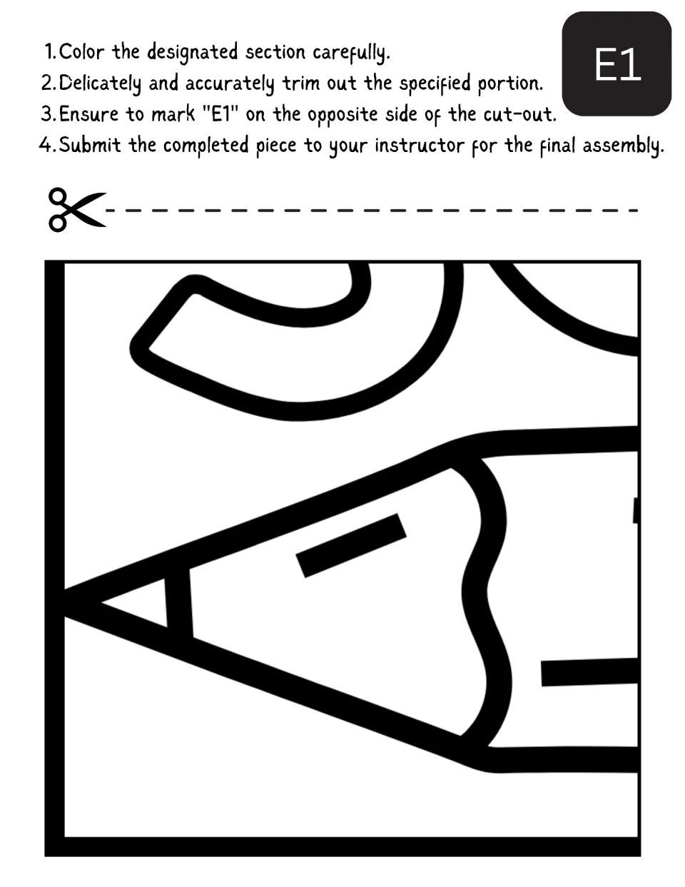Collaborative back-to-school poster section E1 shows a large pencil tip beneath portions of the lettering.