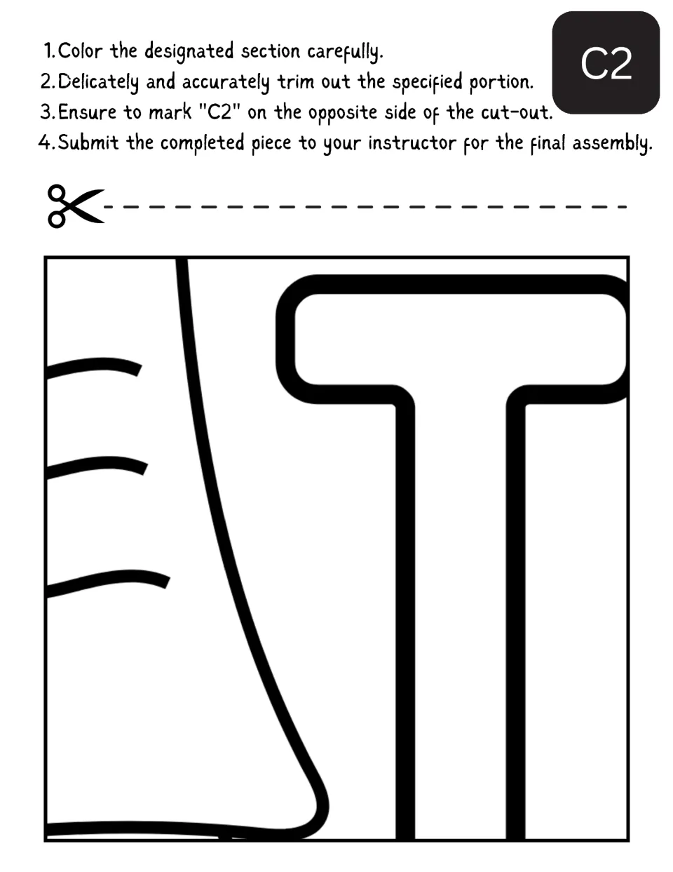 Collaborative back-to-school poster section C2 shows part of the letter T beside a notebook page fragment.