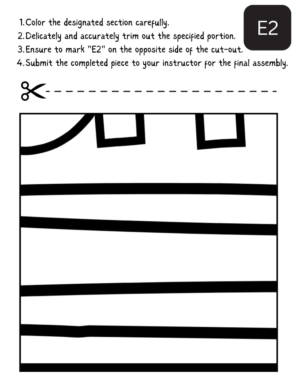 Collaborative back-to-school poster section E2 shows the pencil body beneath the bottoms of large letters.
