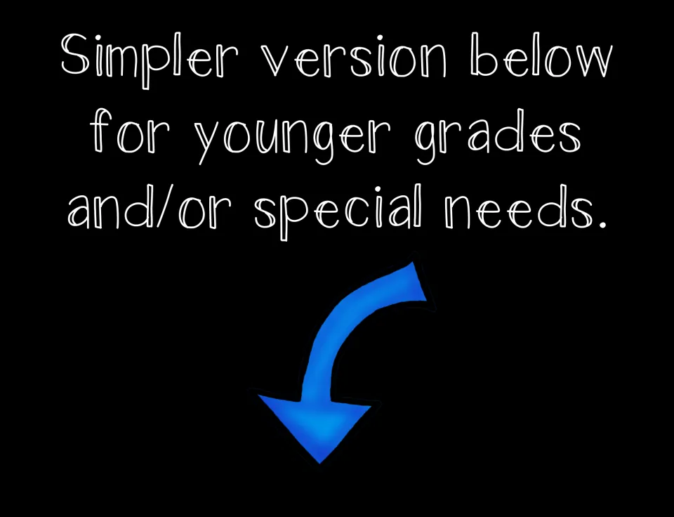 Introduction to the simpler coloring version, identified as being for younger grades and/or special needs.