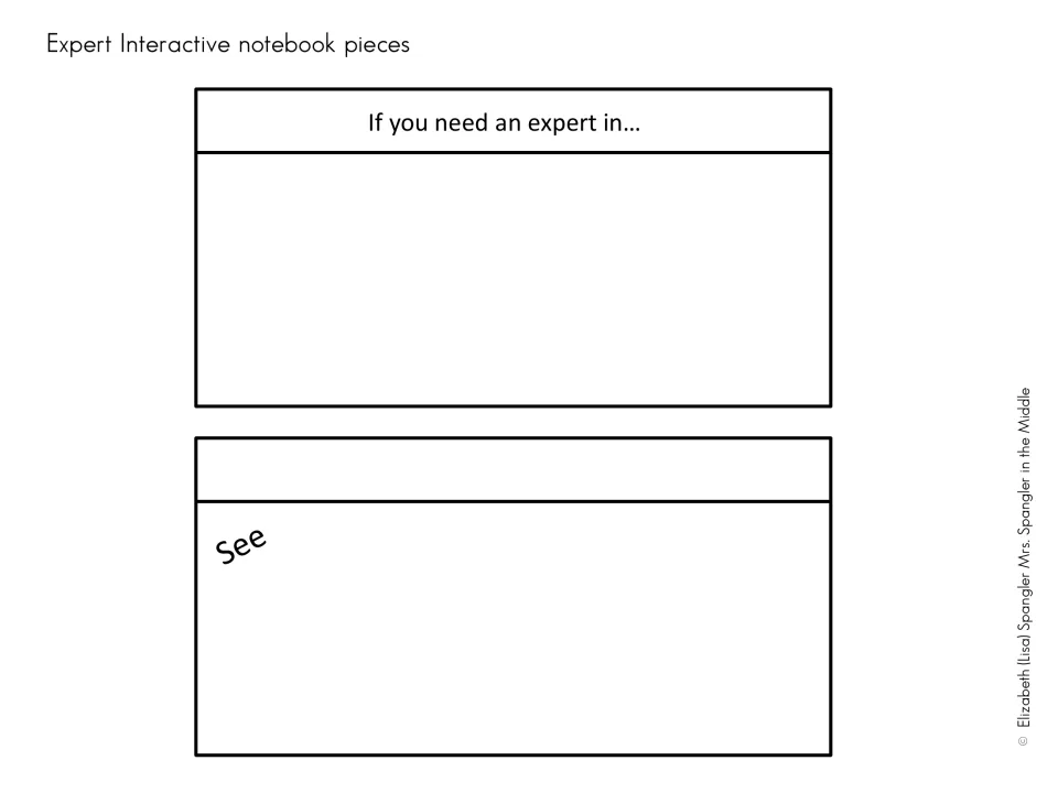 Student expert card template pairs “If you need an expert in...” with “See” for a talent and student name