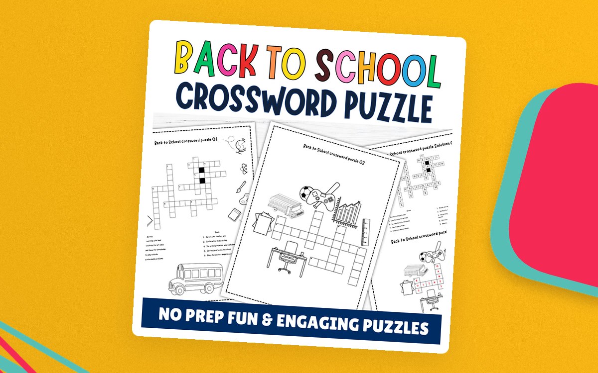 Back To School Crossword Puzzles, First Day of School Worksheet preview