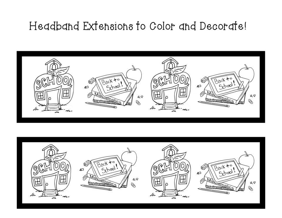 Schoolhouse and Back to School! chalkboard extension strips: two repeating strips to color, cut out and staple on
