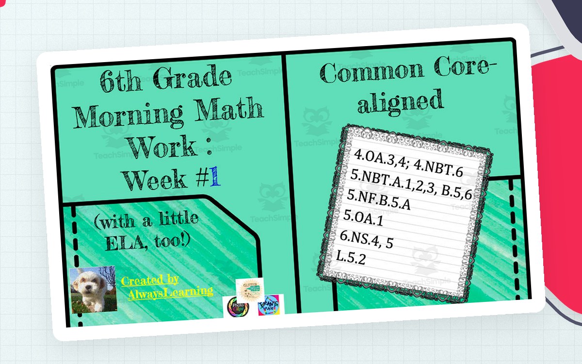 Back to School Math Morning Work for 6th Grade preview