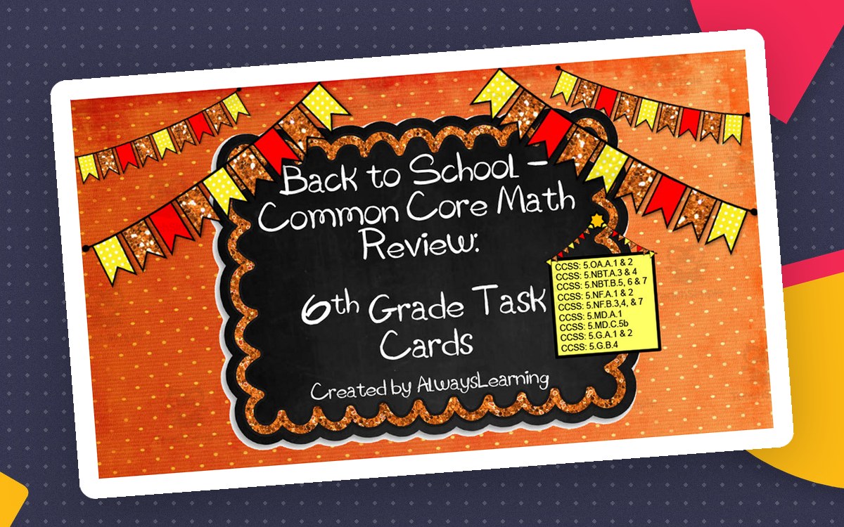 Back to School Math Review Task Cards for 6th Grade preview