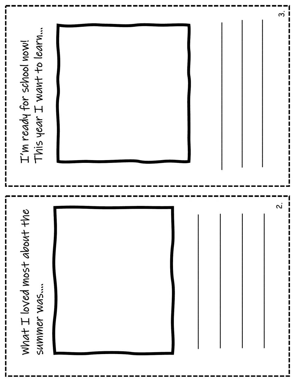 Mini book pages 2-3: students draw and write what they loved most about summer and what they want to learn this year