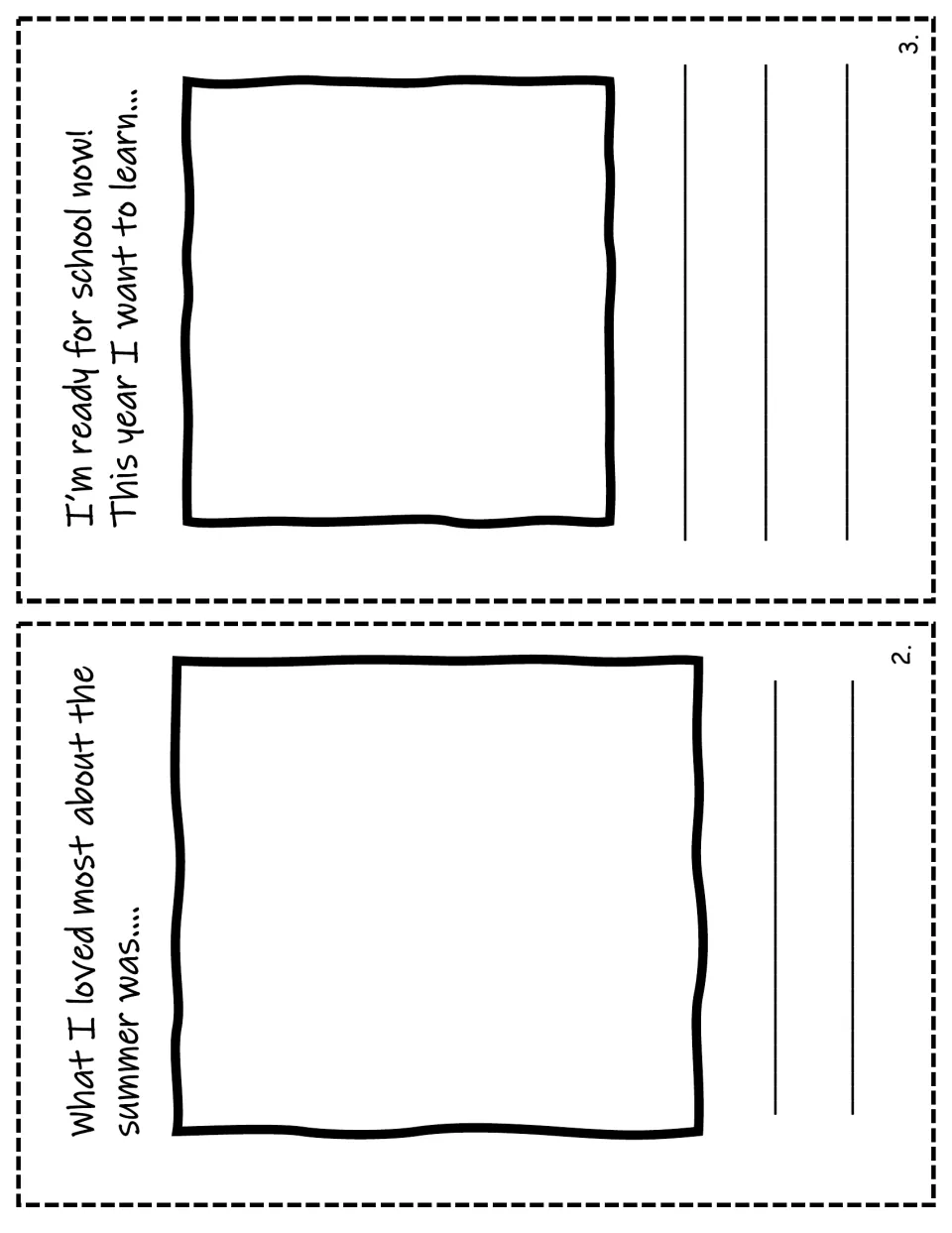 Mini-book pages 2 and 3: students draw and write what they loved most about summer and what they want to learn this year