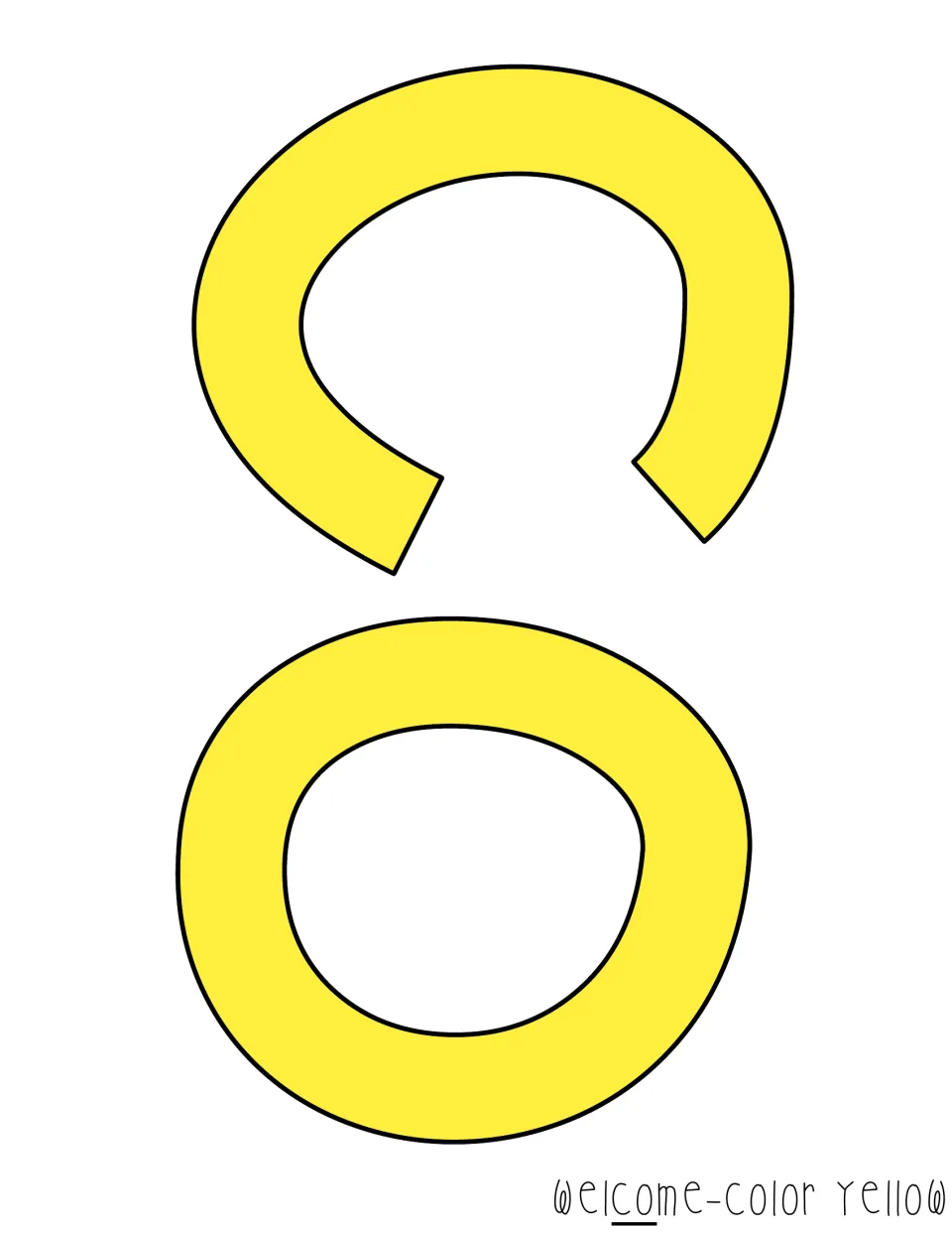 Yellow pre-colored cut-out letters C and O for the Welcome title of the popcorn door display