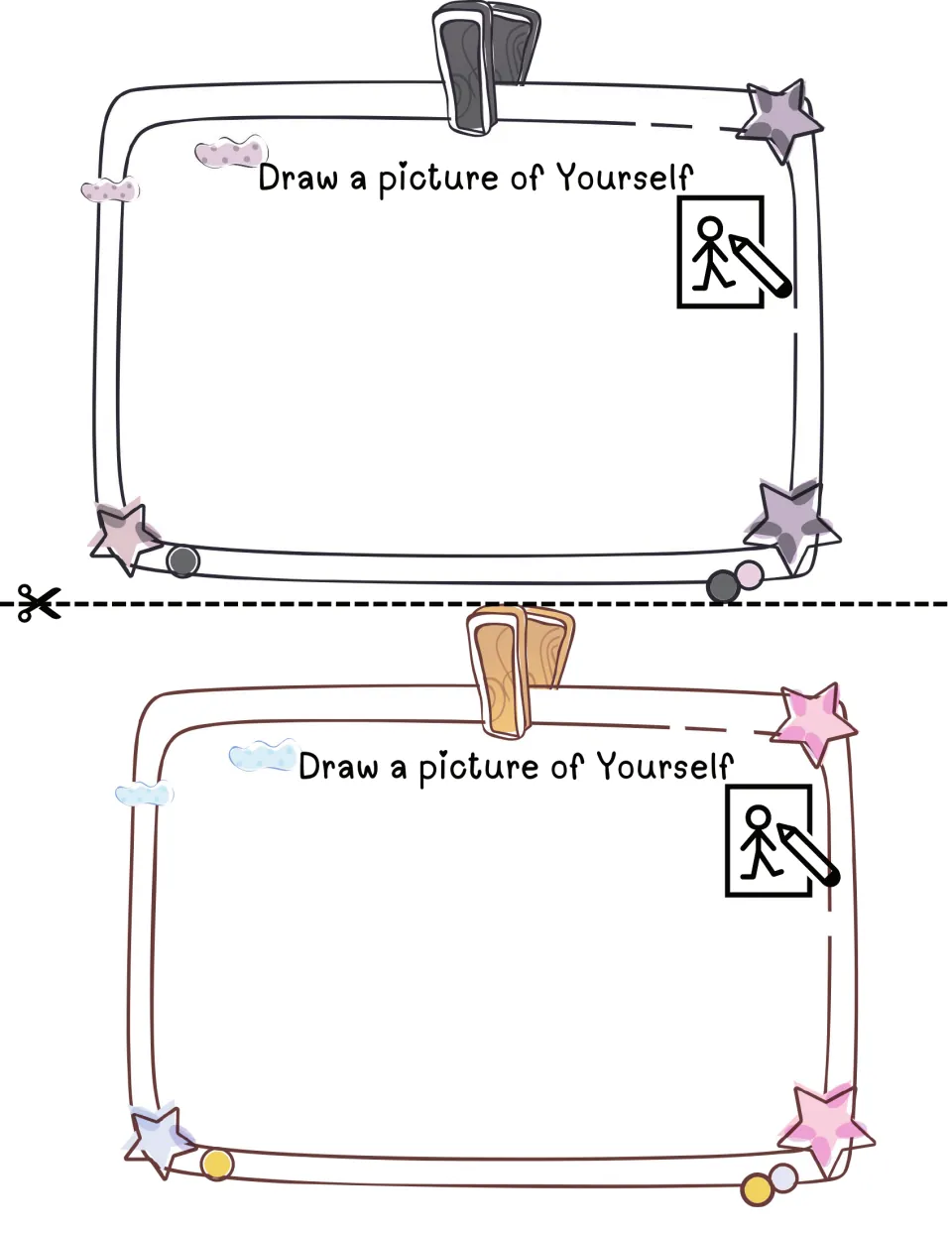 Self-portrait page: students draw a picture of themselves under the prompt "Draw a picture of Yourself"; two per sheet