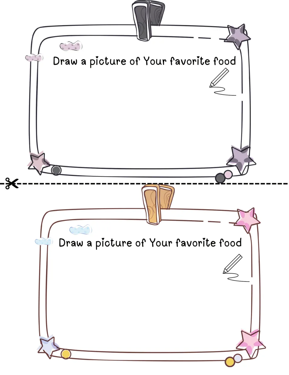 Favorite food page: students draw a picture of the food they like best; two copies to cut apart