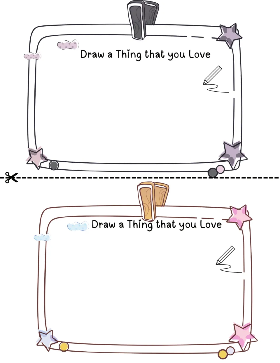 Things I love page: students draw something they love under "Draw a Thing that you Love"; two copies per sheet