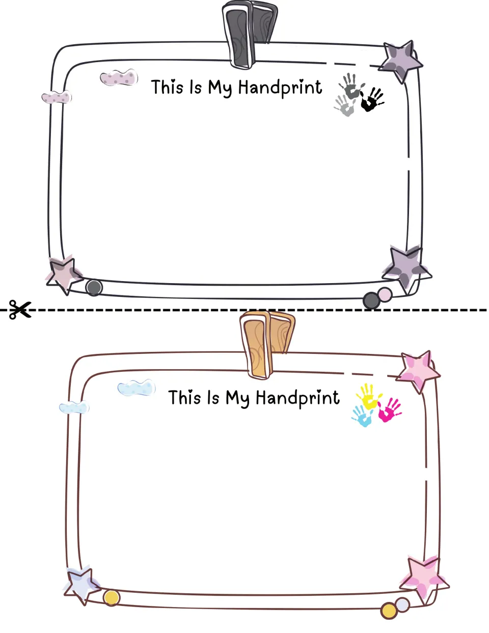Hand page: students add a print of their own hand under the heading "This Is My Handprint"; two copies per sheet