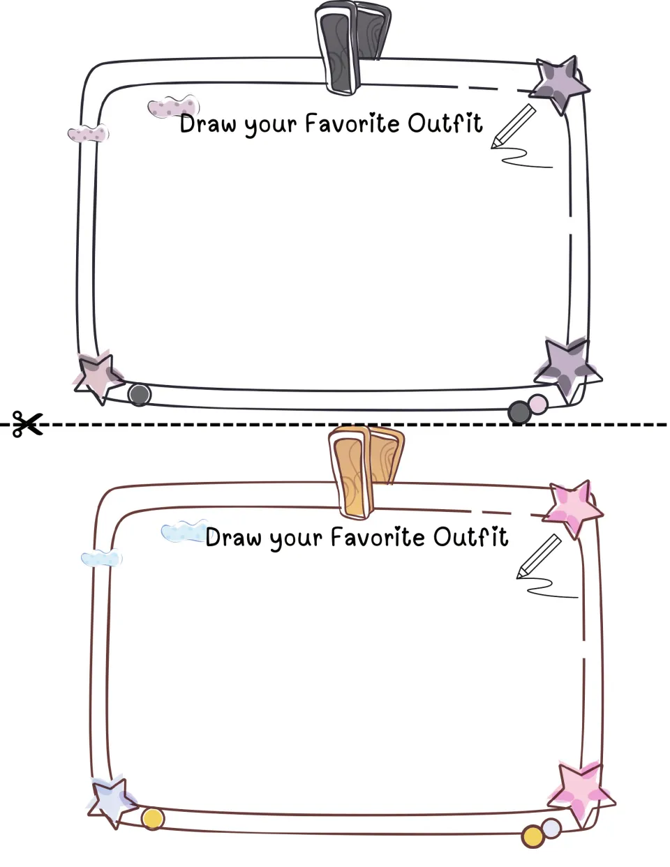 Favorite outfit page: students draw the clothes they like to wear most under "Draw your Favorite Outfit"; two copies