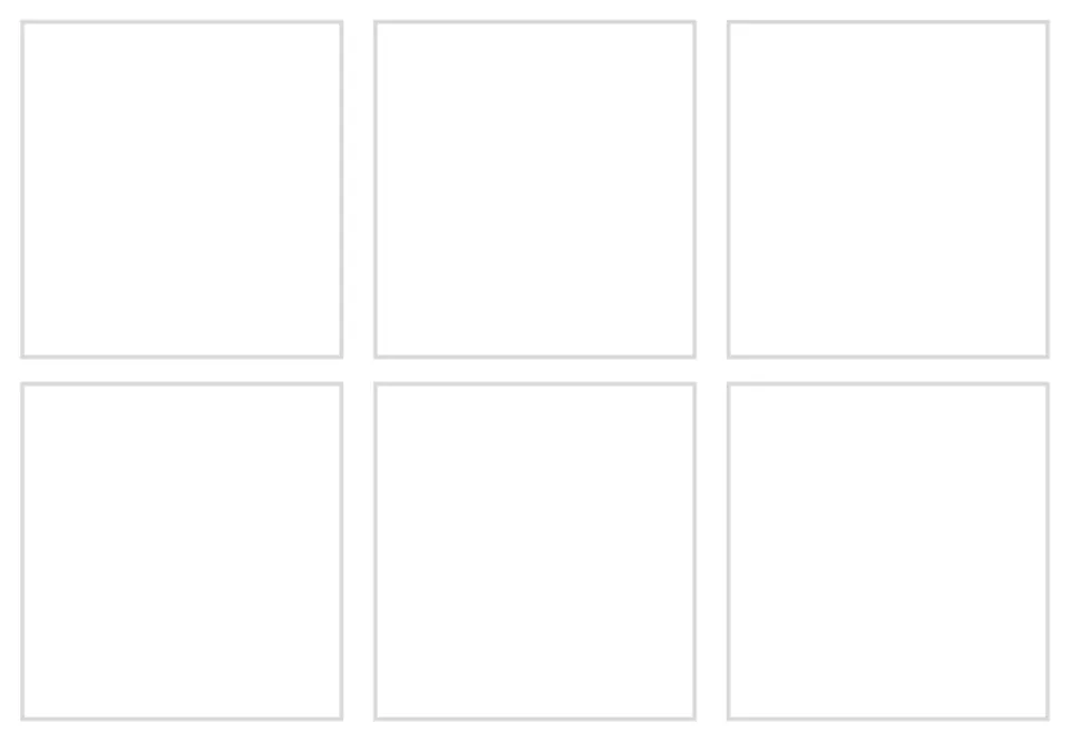 Blank flash card template of six empty cards, the first of three, for students to draw or write bakery words