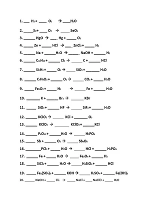 Balancing Equations Practice – 35 Chemistry Problems – preview 2