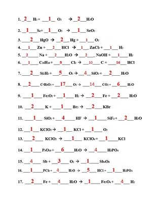 Balancing Equations Practice – 35 Chemistry Problems – preview 3