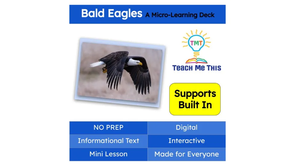 Cover of the bald eagle micro-learning deck, labeled digital and interactive, with built-in supports