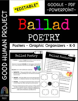 Ballad Poetry – Posters & Graphic Organizers – cover