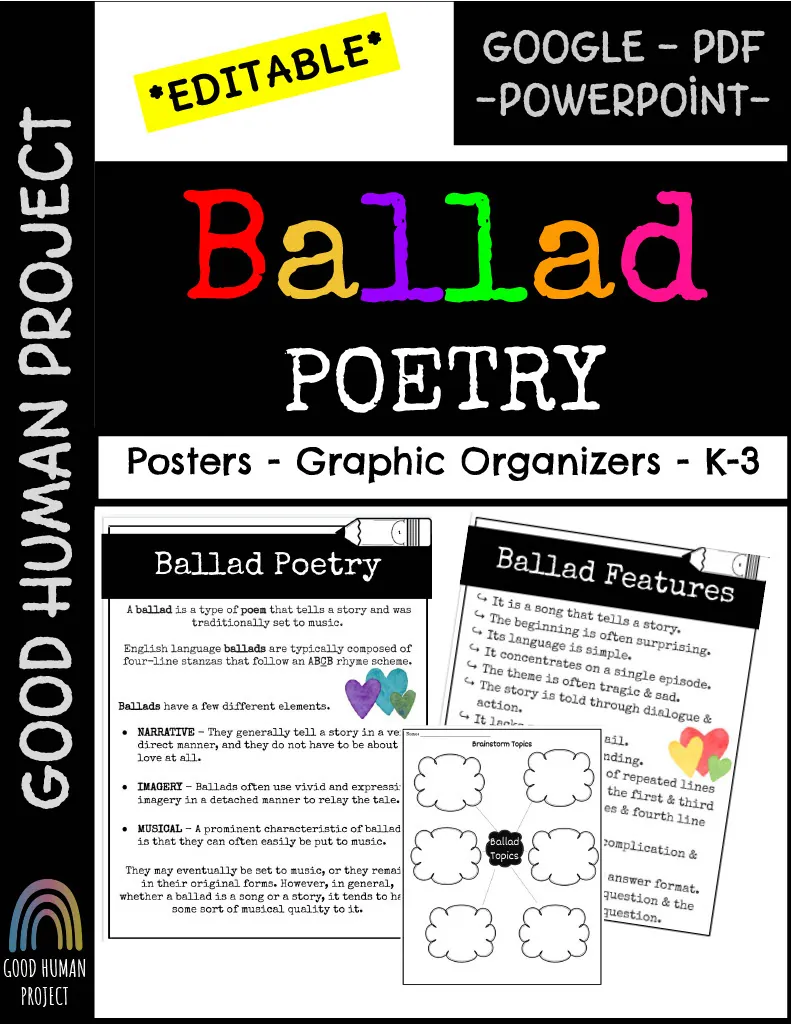 Ballad Poetry – Posters & Graphic Organizers – cover