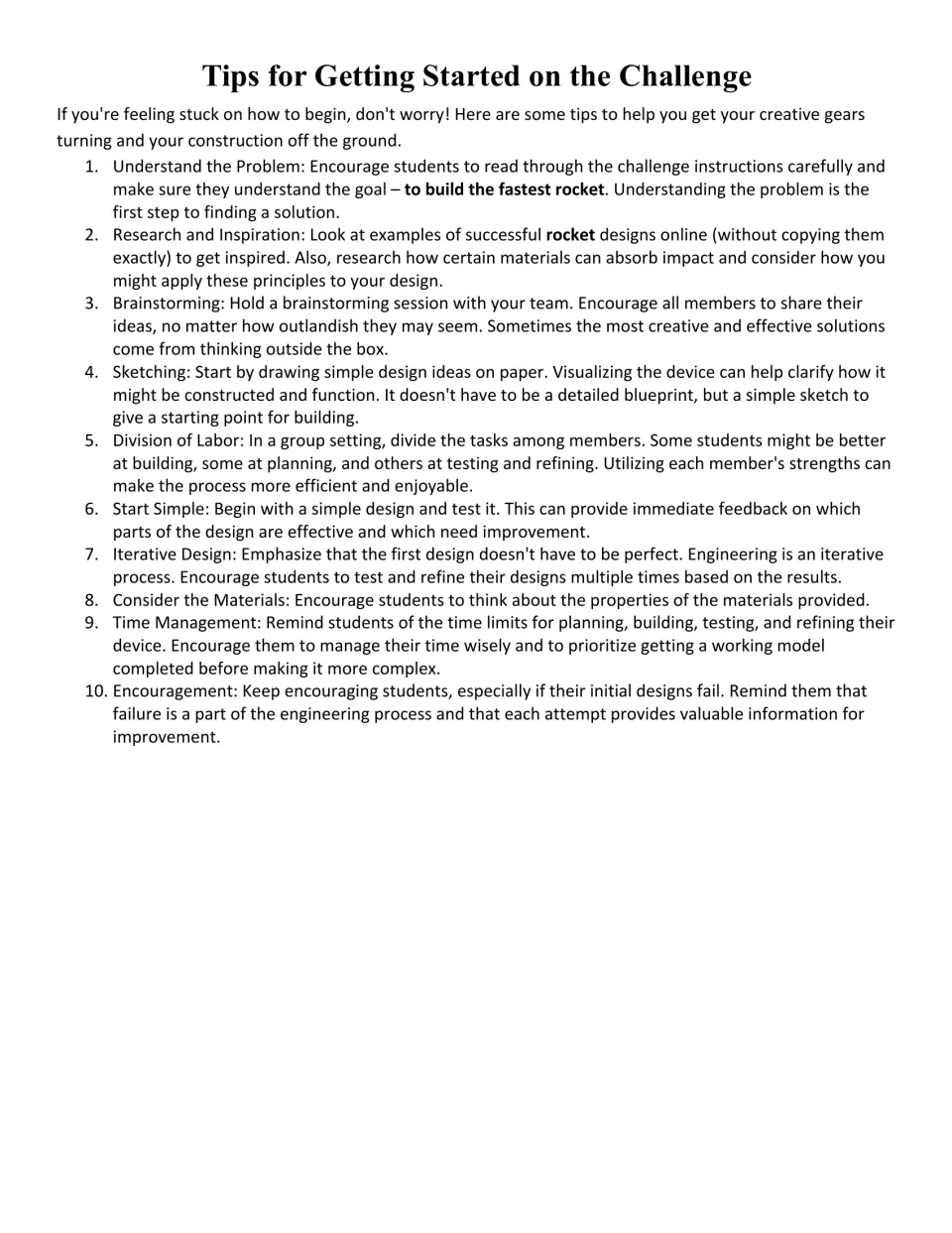 Tips for getting started: 10 pointers on brainstorming, sketching, dividing labor, iterative design and time management