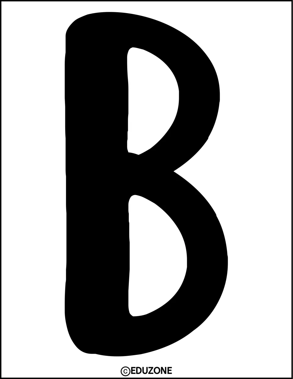 Bulletin board lettering: a full-page solid black capital letter B to cut out, the first letter of the word BANISH