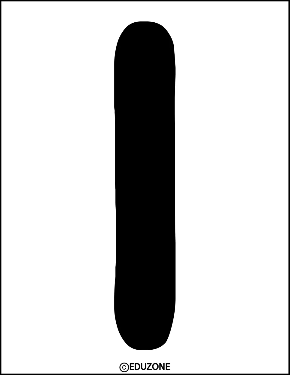 Bulletin board lettering: a full-page solid black capital letter I, a tall rounded bar to cut out for the heading