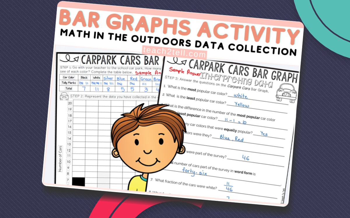 Bar Graphs Worksheets Data and Graphing Column Graphs Tally Marks preview: Car-color tally table