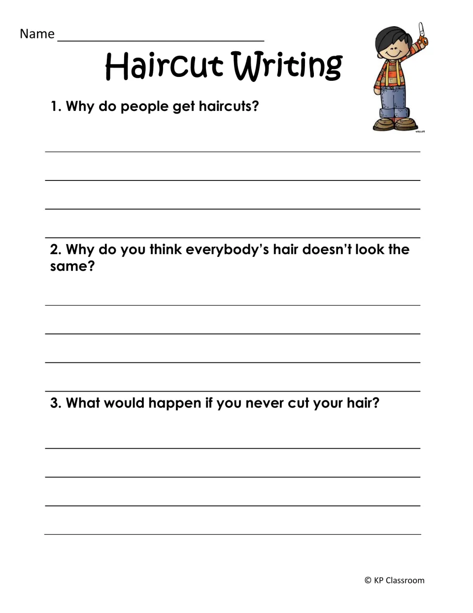 Haircut Writing: students explain why people get their hair trimmed, why styles differ and what happens if it's never cut