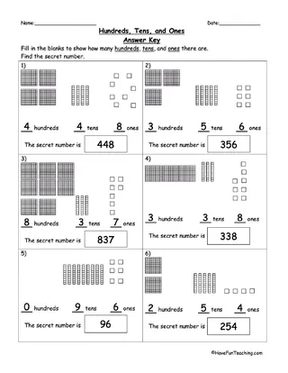 Base Ten Blocks Worksheets – Place Value Practice – sample page 4