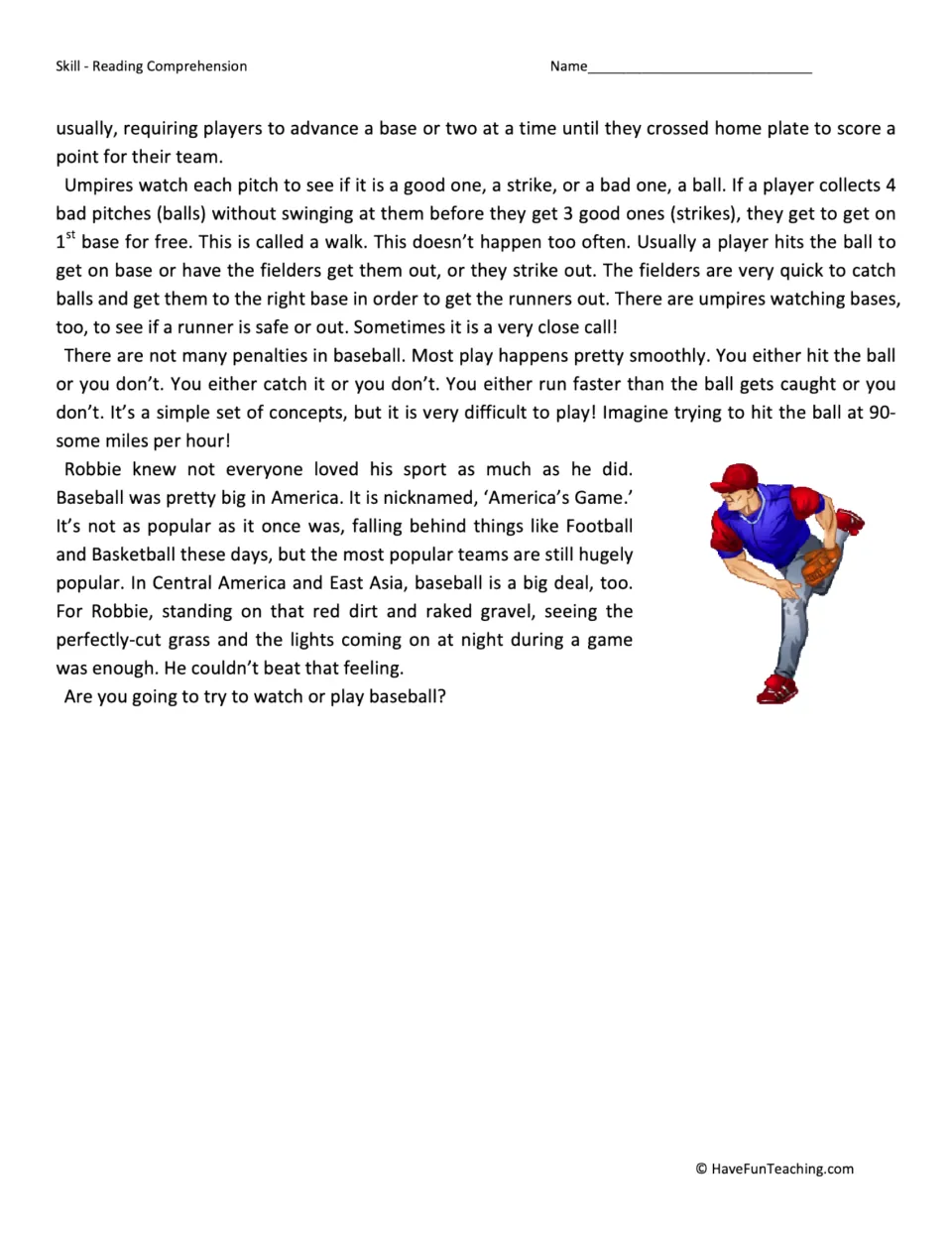 Baseball story, page 2: umpires, strikes, balls and walks, and why baseball is nicknamed America's Game