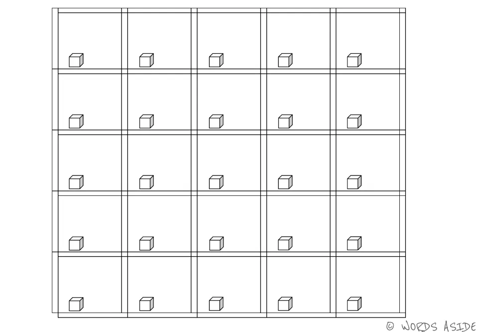 Quantity 1 math manipulative cards: 25 identical cards, each showing one cube to represent the number one
