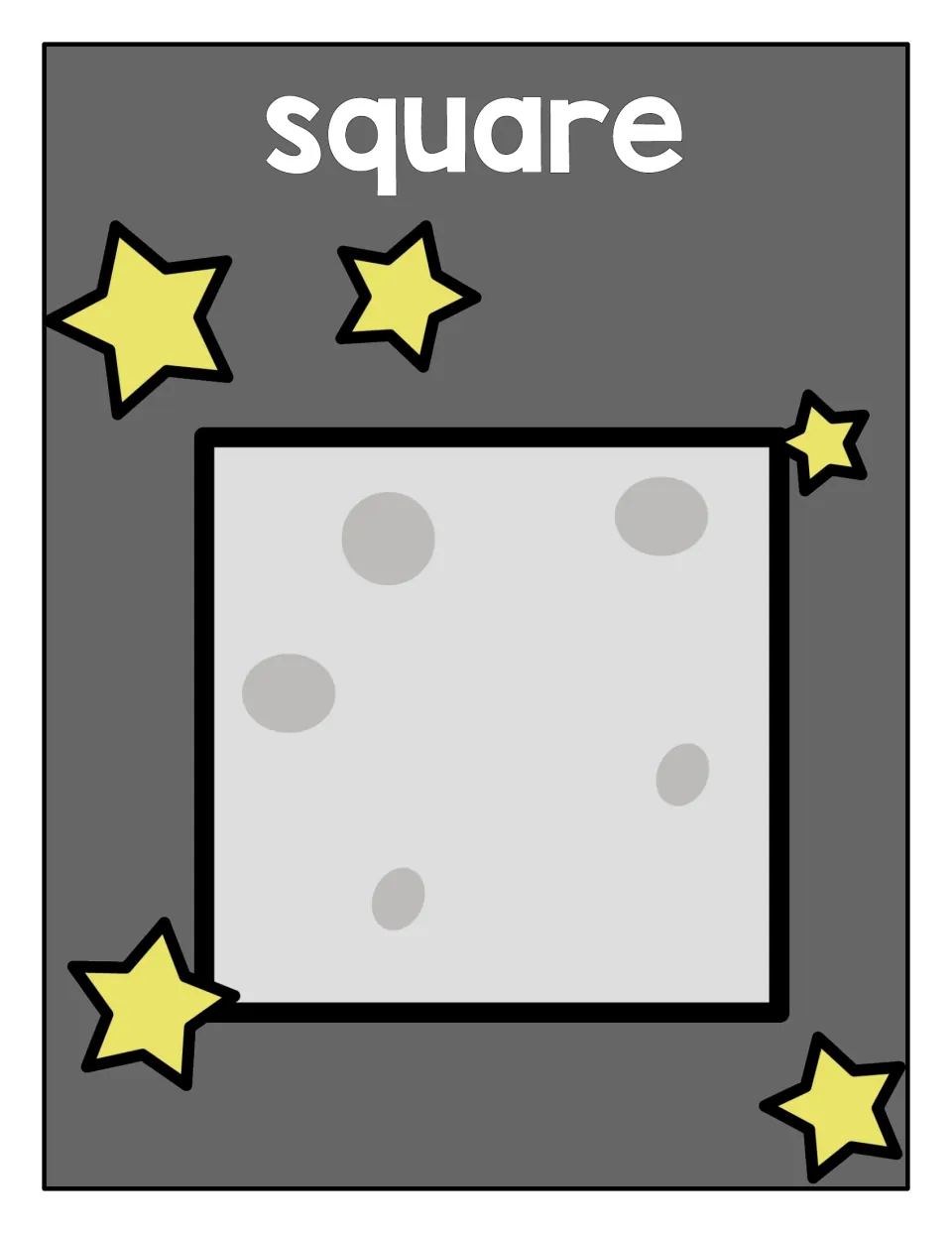 Square sorting mat: a cratered moon-gray square with four equal sides, labeled square, for sorting square shape pieces