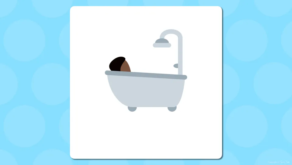 Bathroom vocabulary presentation slide showing a bathtub and shower before the word label is revealed