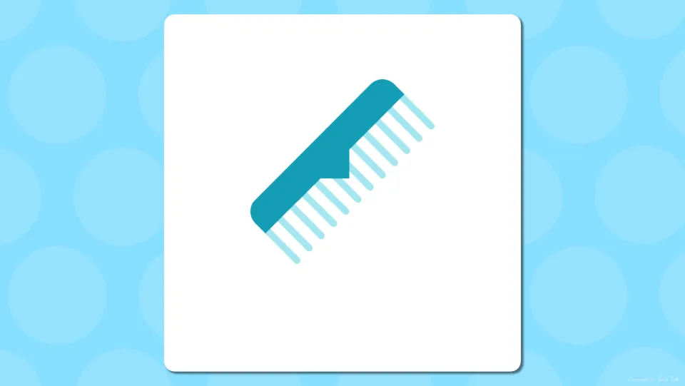 Bathroom vocabulary presentation slide showing a comb before the next slide supplies its word label