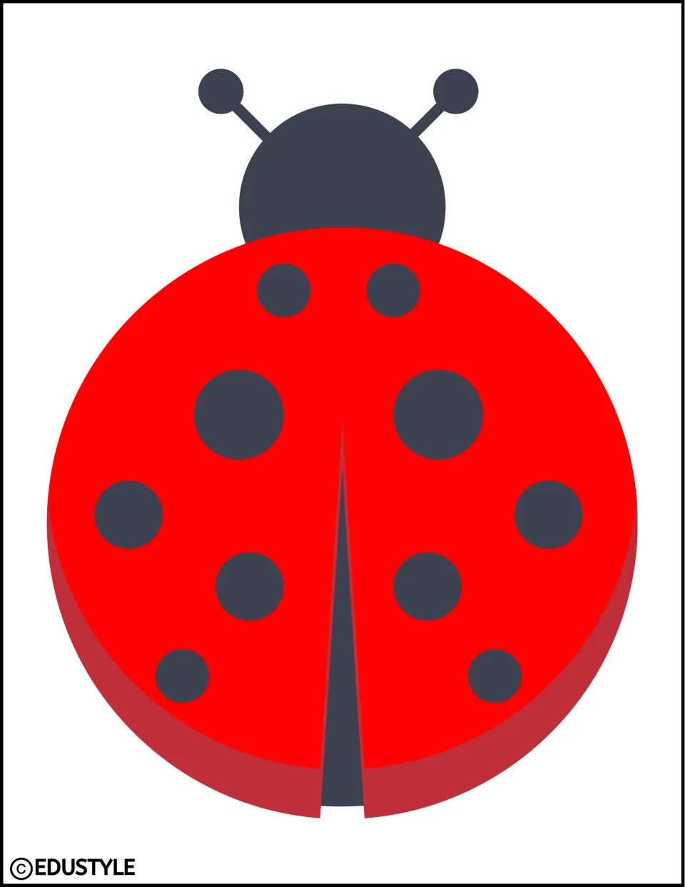Single large red ladybug cutout with dark spots for the kit's spring bulletin board and door decorations