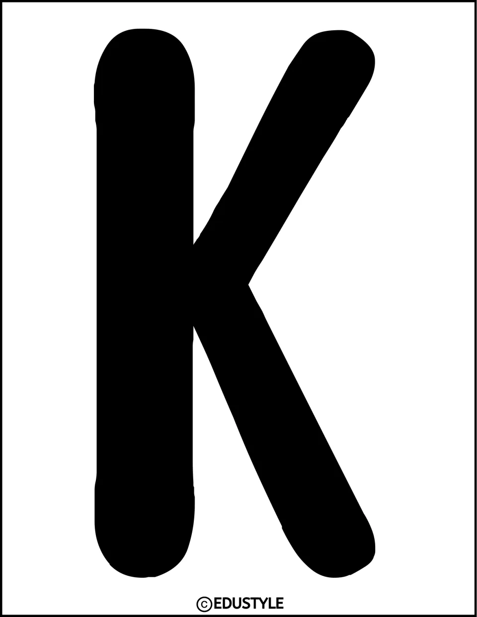 Display letter K in solid black, printed individually for the kit's 'be kind gnome!' bulletin board title