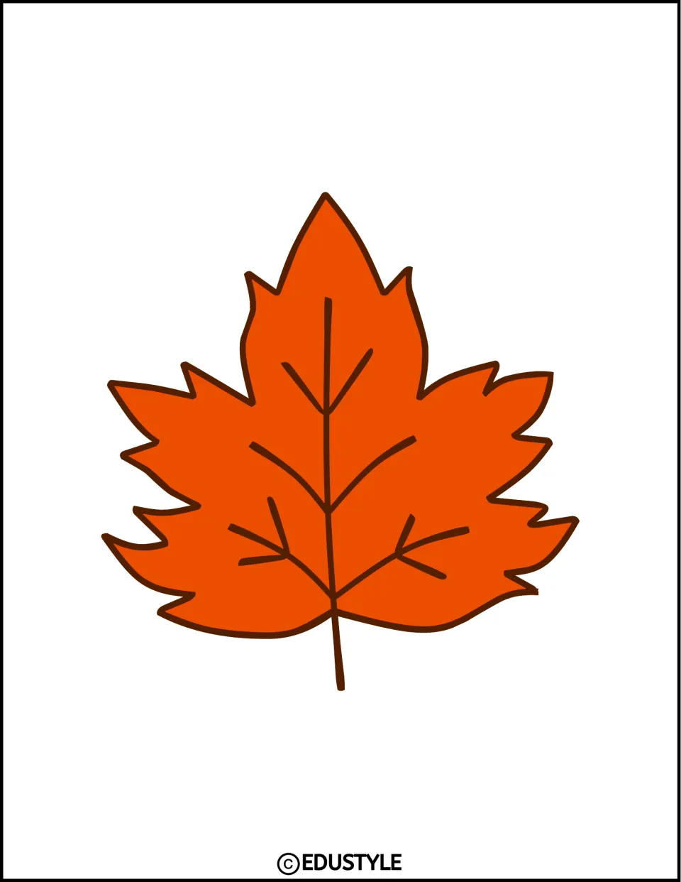 Smaller orange leaf cutout with brown veins, one autumn decoration for the fall bulletin board or door kit