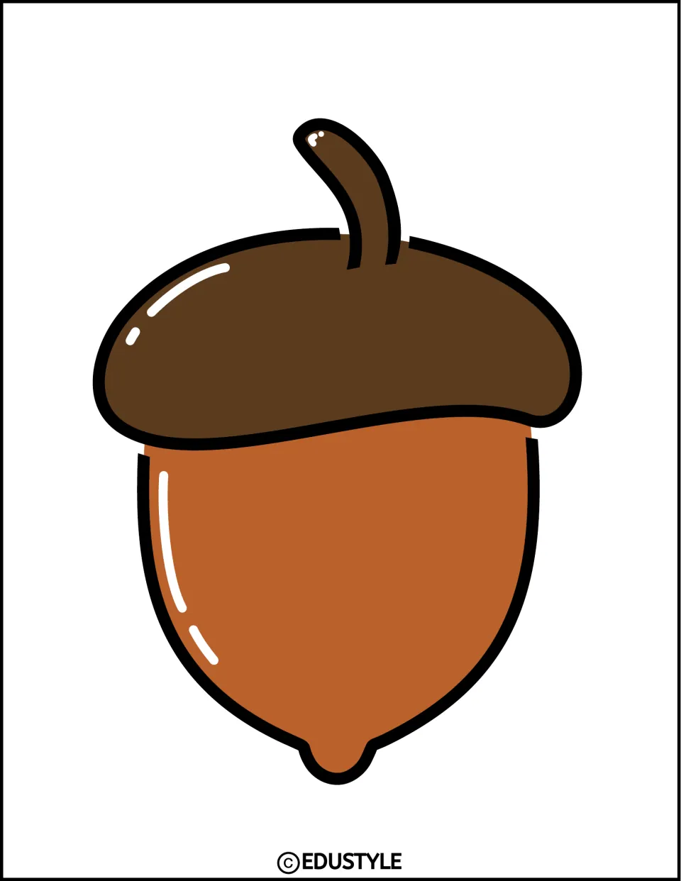 Single large acorn cutout with a dark brown cap and stem for the fall bulletin board or door decor kit