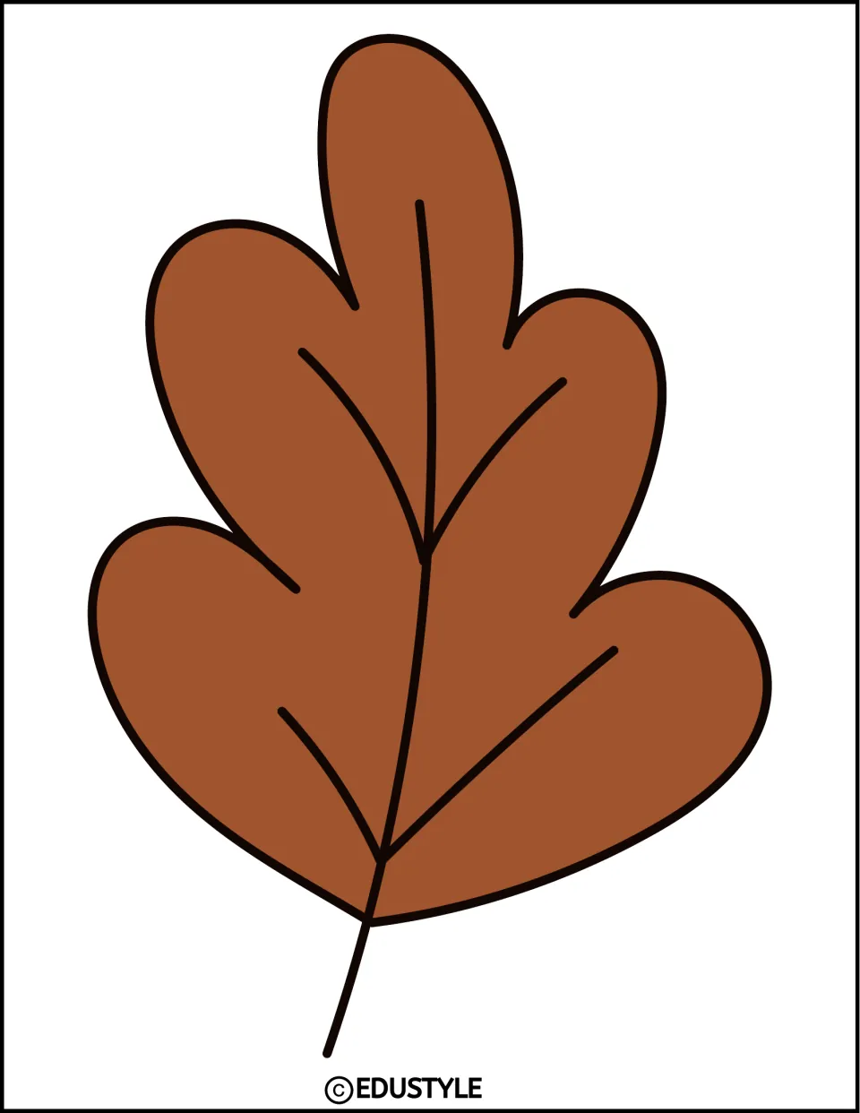 Single large brown leaf cutout for the fall bulletin board or door decor kit, with a stem curving left