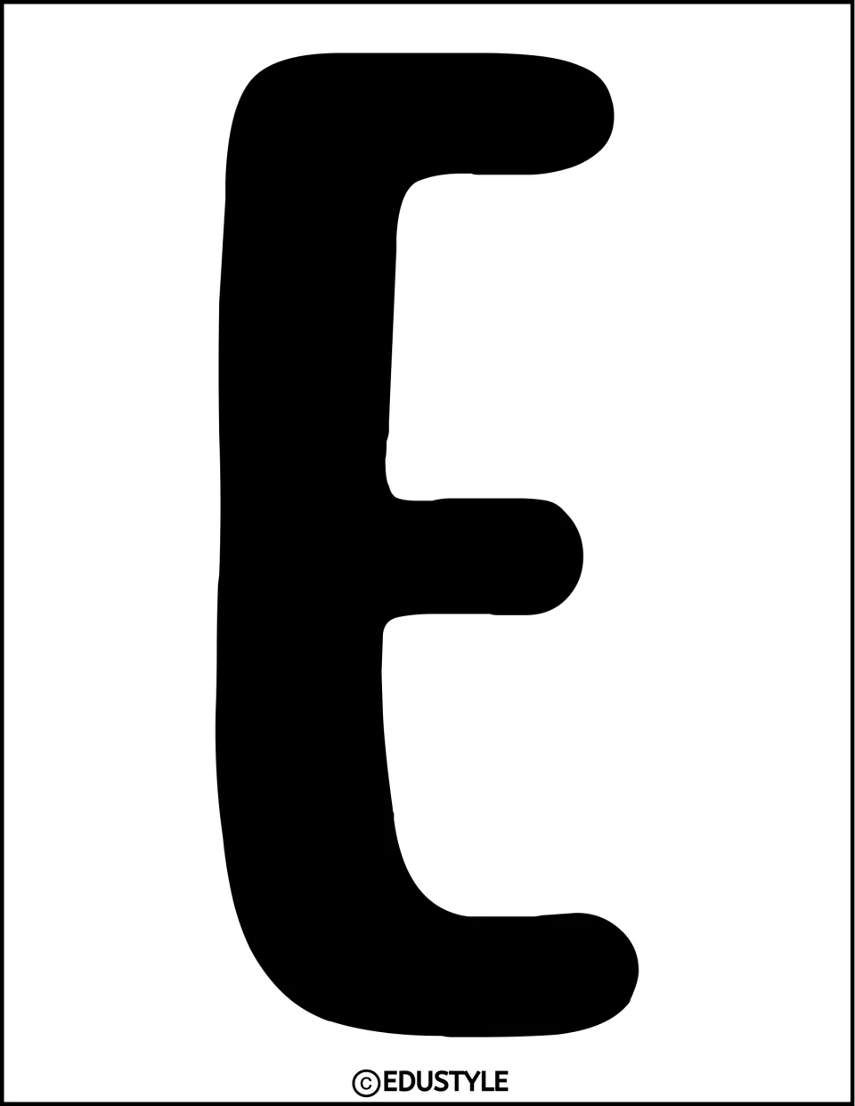 Display letter E in solid black, one of the printable letters for the Cowboy Christmas board or door decor