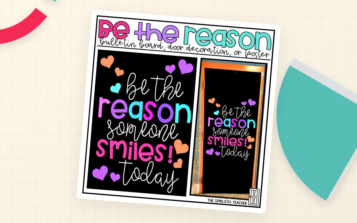 Be the Reason Someone Smiles Today Bulletin Board Kit, Door Decoration Set, or Poster preview