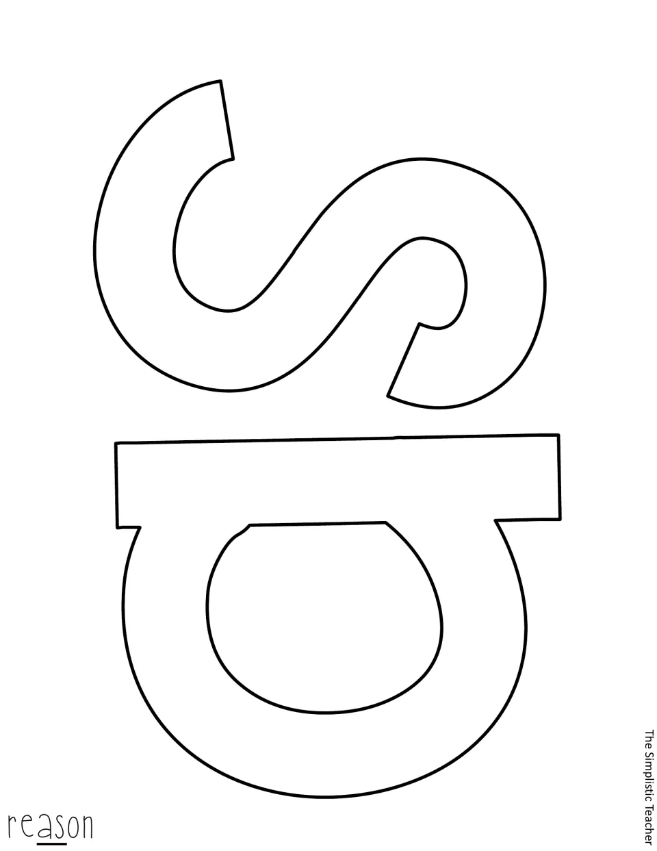 Cut-out piece: outlined bold letters 'as' printed upside down, the middle of the word reason, with 'as' underlined