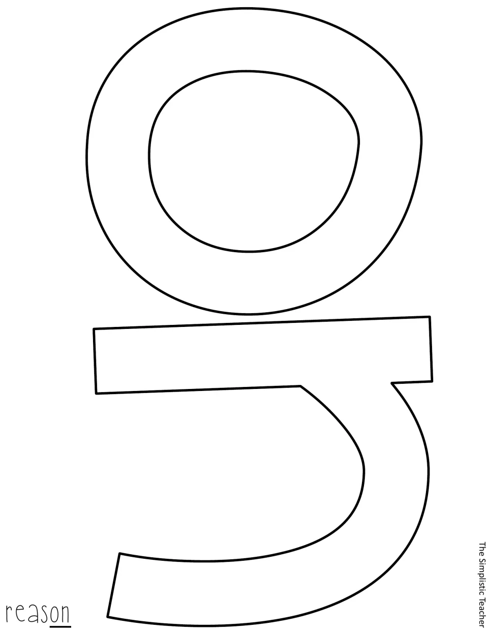 Cut-out piece: outlined bold letters 'on' printed upside down, the end of the word reason, with 'on' underlined